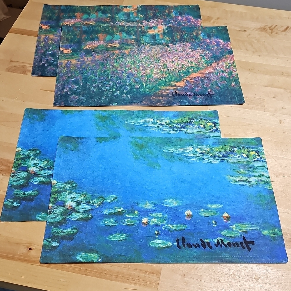 🎨 Claude Monet Water Lilies & Wisteria Placemats Set of 4 Salamander Art
